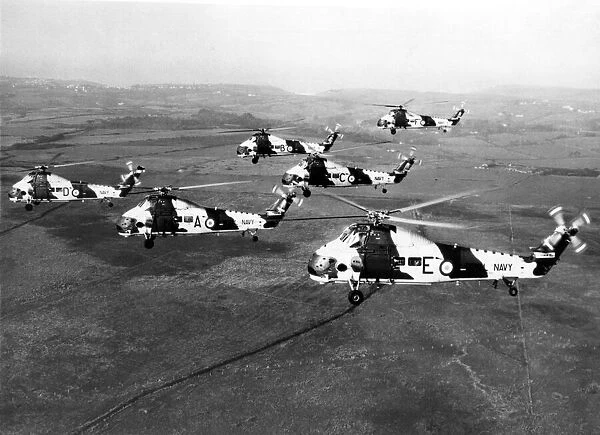Six Royal Navy, Fleet Air Arm, Westland Wessex MK5 helicopters of 700v Squadron
