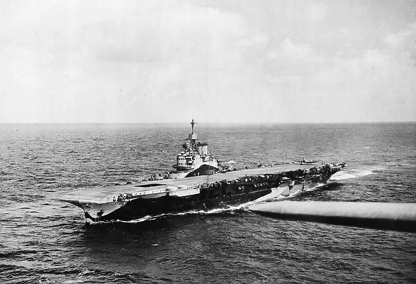 Royal Navy Illustrious class aircraft carrier HMS Formidable at sea in the Mediterranean