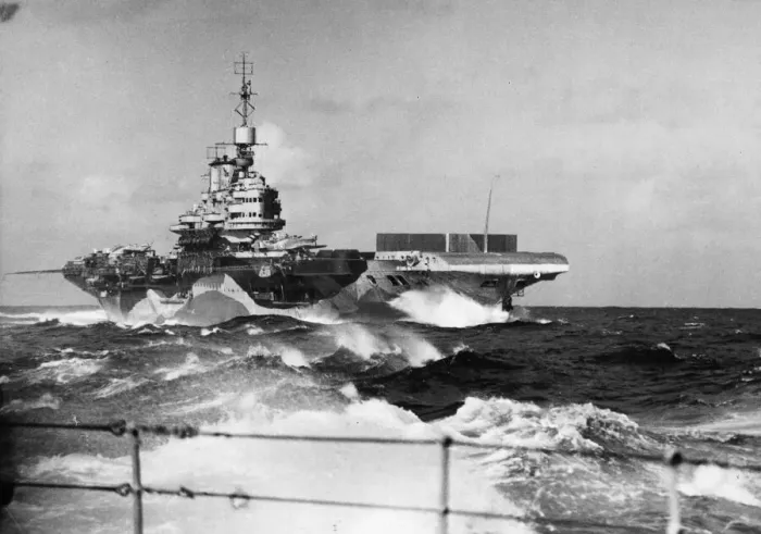 Framed Print : Royal Navy Illustrious class aircraft carrier HMS Formidable at sea with the Eastern