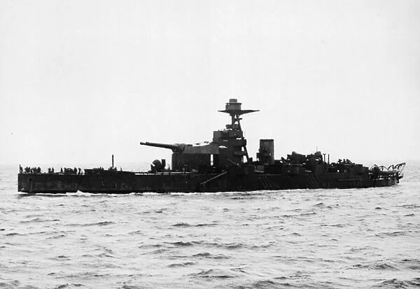 The Royal Navy monitor ship HMS Erebus during the Second World War. Circa 1943