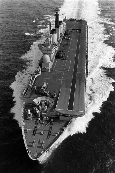 Royal Navy Ships HMS Invincible Aircraft Carrier sailing in the Northern Atlantic