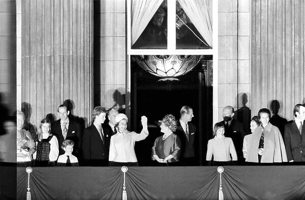 The Royal Party on the balcony at Buckingham Palace for the Silver Jubilee celebrations