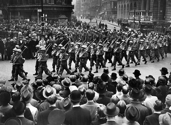 The Royal Pioneer Corps pictured marching through the city of London May 1940
