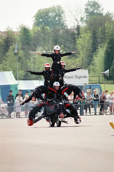 Royal Signals White Helmet Motorcycle Display Team. May 1990