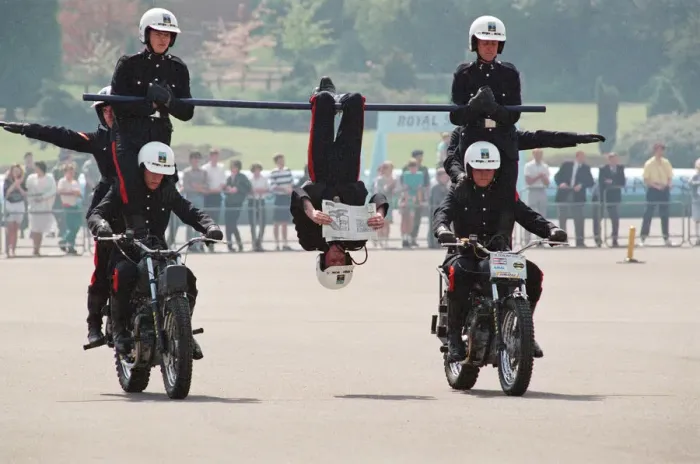 Framed Print : Royal Signals White Helmet Motorcycle Display Team. May 1990 Framed Print : Royal Signals White Helmet Motorcycle Display Team. May 1990