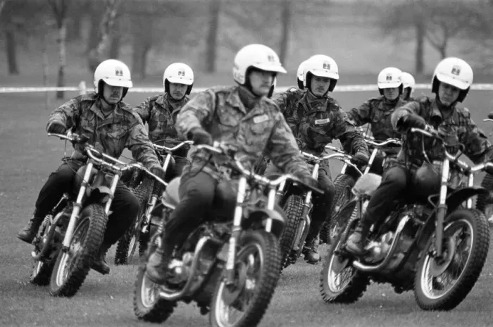 Framed Print : Royal Signals White Helmet Motorcycle Display Team, Darlington