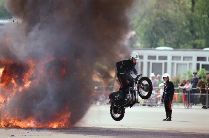 Framed Print : Royal Signals White Helmet Motorcycle Display Team. May 1990