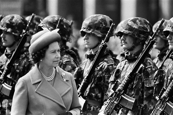 The royal tour of Switzerland. Pictured, Queen Elizabeth II inspecting troops