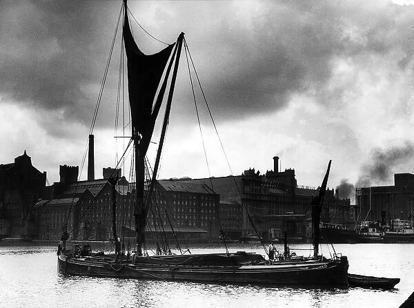 Royal Victoria Docks Docklands London Barge Oct 1934 A view of the Premier Flour