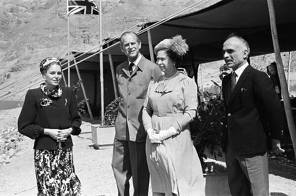 Royal visit to Jordan. Queen Noor of Jordan, Prince Philip, Duke of Edinburgh