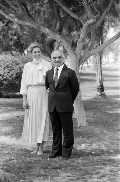 Framed Print : Royal visit to Jordan. Queen Noor of Jordan and King Hussein of Jordan. March 1984 Framed Print : Royal visit to Jordan. Queen Noor of Jordan and King Hussein of Jordan. March 1984
