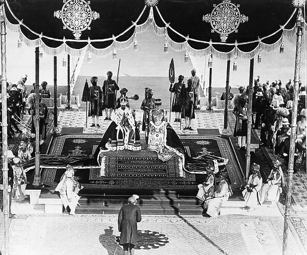 Royal Visit of King George V and Queen Mary to India. The Nizan of Hyderbad paying