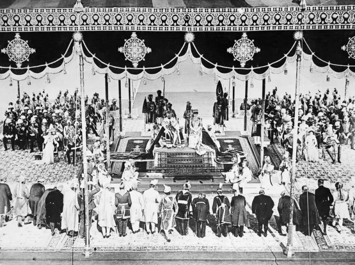 Framed Print : Royal Visit of King George V and Queen Mary to India. Punjab Princes paying homage Framed Print : Royal Visit of King George V and Queen Mary to India. Punjab Princes paying homage