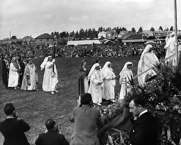 Royal Visit to North Wales: The Bardic procession enters the National Eisteddfod Pavilion