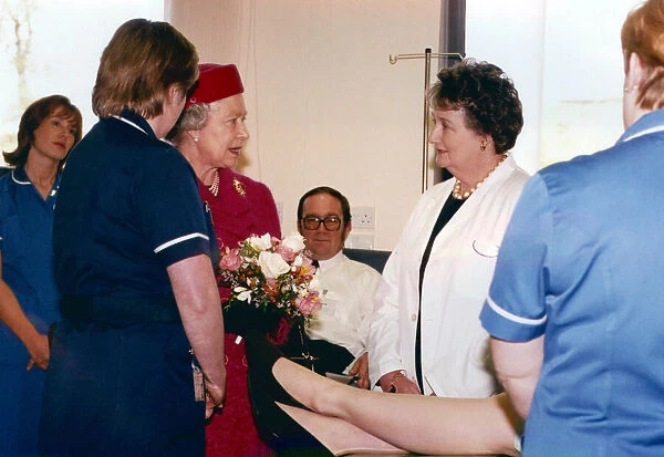 Royal visit, Queen Elizabeth II visiting Wales. The Queen at the Wales Blood Centre