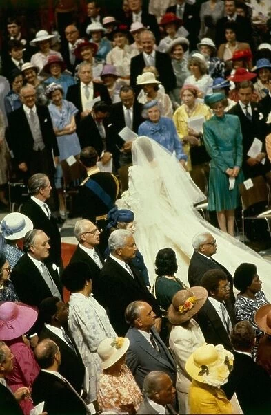 Royal Wedding of Prince Charles & Lady Diana Spencer walking back down the aisle together