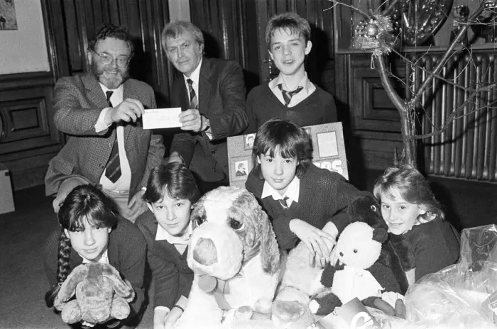 Framed Print : Royds Hall High School head Peter Clarkson presenting 40 cheque to NSPCC for their Framed Print : Royds Hall High School head Peter Clarkson presenting 40 cheque to NSPCC for their