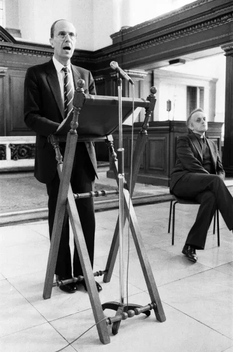 Framed Print : Rt Hon Norman Tebbit MP, speaking in a major new lunchtime lecture series