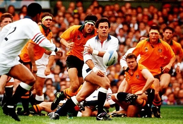 Rugby England Will Carling playing for England against Austraila in the World Cup 1991