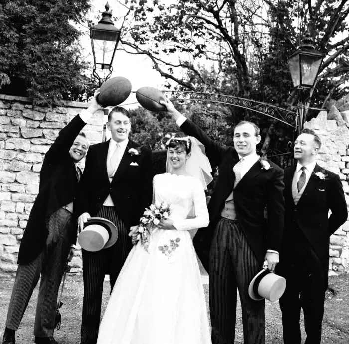 Framed Print : Rugby International John Currie seen here on his wedding to Patricia Williams at Salford