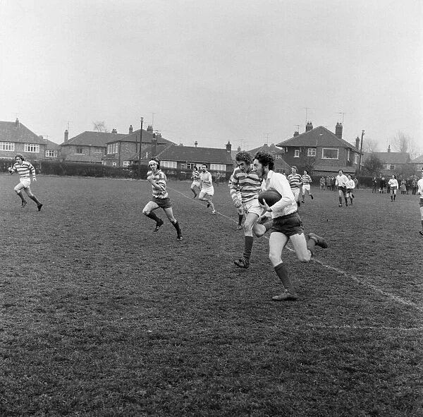 Rugby match in Acklam, Middlesbrough. 1971