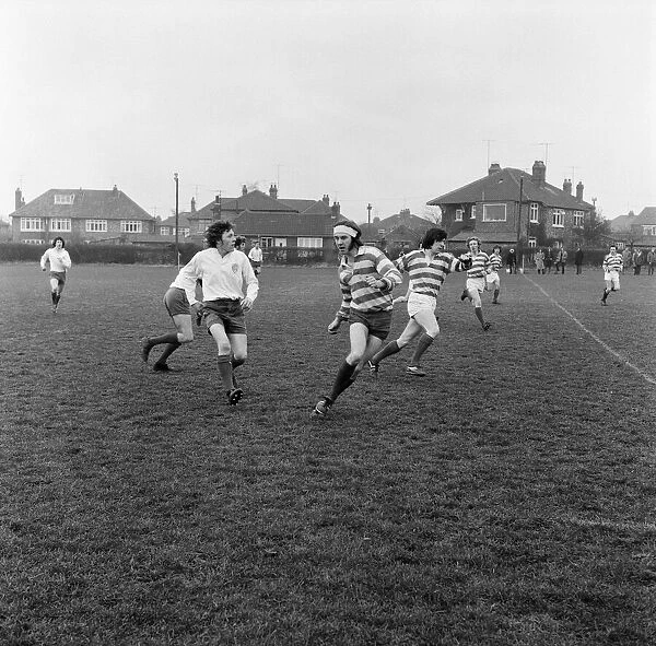 Rugby match in Acklam, Middlesbrough. 1971