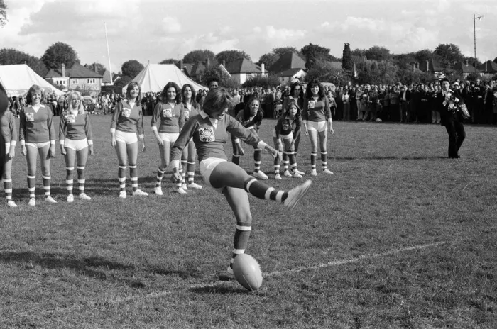 Framed Print : Rugby match between actresses and models sponsored by The Put Mustard On It committee Framed Print : Rugby match between actresses and models sponsored by The Put Mustard On It committee