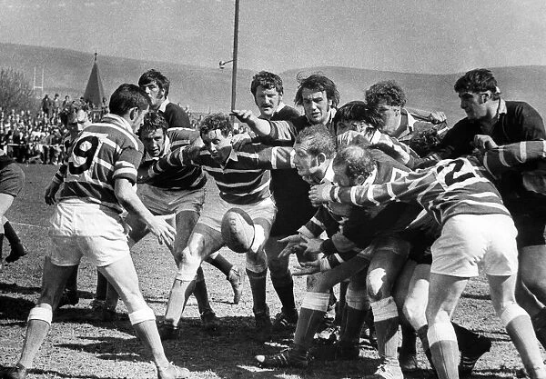 Rugby match, Bridgend v Maesteg. John Lloyd, the Bridgend Prop Forward
