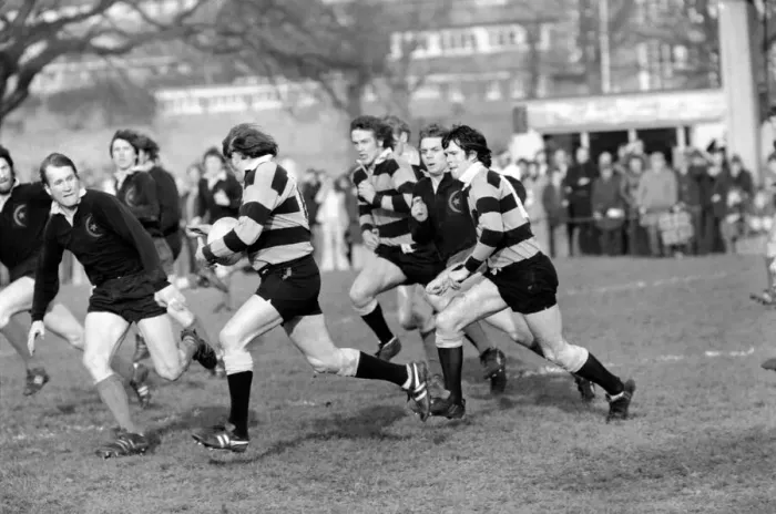 Framed Print : Rugby: The rugby union match. Saracens vs. Cardiff. February 1975 75-01042 Framed Print : Rugby: The rugby union match. Saracens vs. Cardiff. February 1975 75-01042