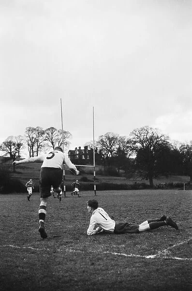 A rugby team of the Auxiliary Fire Service seen here playing against Beaumont College at
