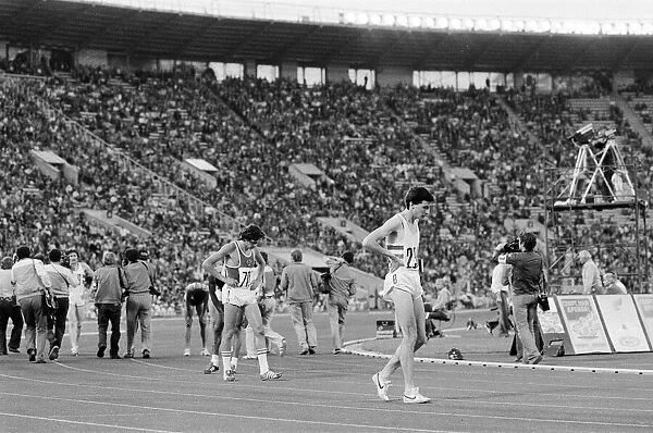 Runners after finish of Mens 800 metres event final at the 1980 Summer Olympics in