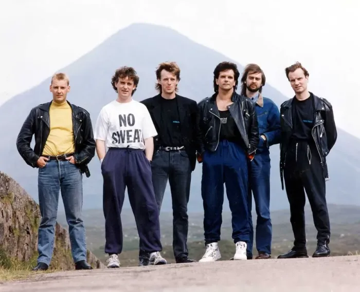 Framed Print : Runrig music groups August 1991 Donnie Munro and band members