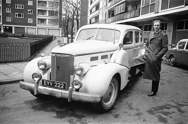 Rupert Lycett Green seen here with his vintage Cadillac. 15th February 1968