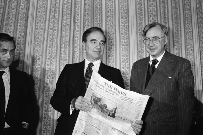Framed Print : Rupert Murdoch buys The Times newspaper. Pictured at a press conference on the future of Framed Print : Rupert Murdoch buys The Times newspaper. Pictured at a press conference on the future of