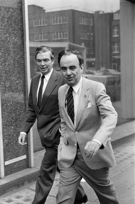Framed Print : Rupert Murdoch leaving The Times building, Grans Inn Road, London. 20th February 1982 Framed Print : Rupert Murdoch leaving The Times building, Grans Inn Road, London. 20th February 1982