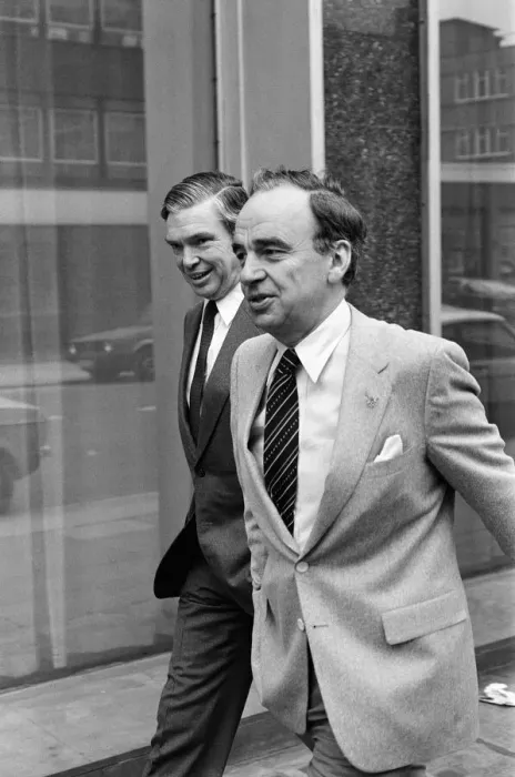 Framed Print : Rupert Murdoch leaving The Times building, Grans Inn Road, London. 20th February 1982 Framed Print : Rupert Murdoch leaving The Times building, Grans Inn Road, London. 20th February 1982