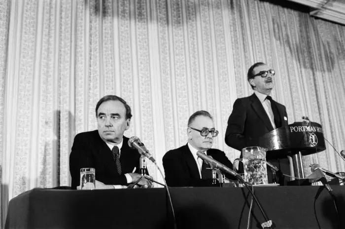 Framed Print : Rupert Murdoch (left) buys The Times newspaper. Pictured at a press conference Framed Print : Rupert Murdoch (left) buys The Times newspaper. Pictured at a press conference