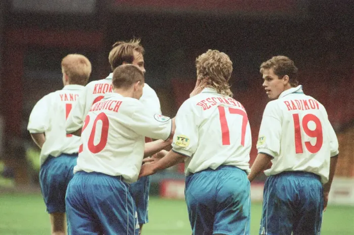 Framed Print : Russia 3-3 Czech Republic, Euro 1996 Group C match at Anfield