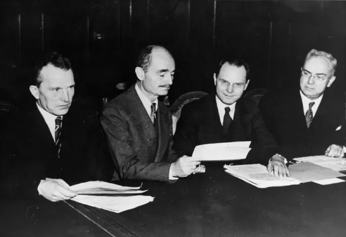 Framed Print : The Russian and American judges who will preside over the Nuremberg War Crimes Trials