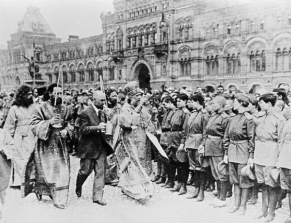 Russian Revolution. Head of Orthodox church blesses women October 1917