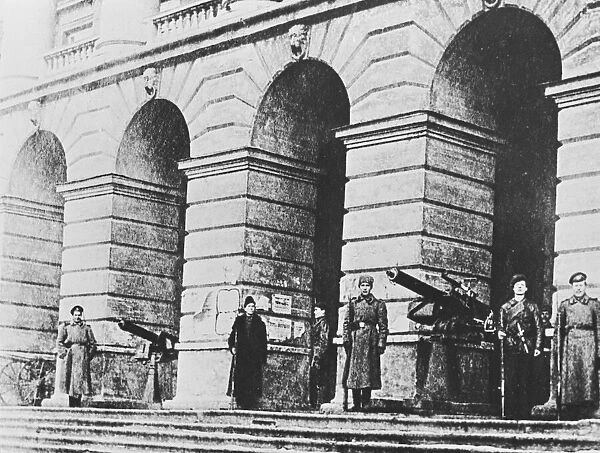 Russian Revolution. Red Guards at Smolny, St. Petersburg. October 1917