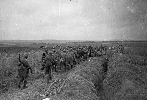 Russian troops seen here moving up to the front prior to the Battle for Lemberg