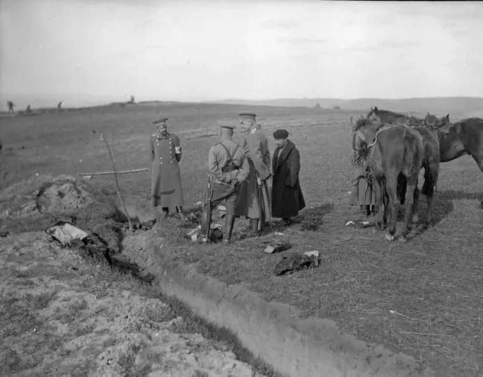 Framed Print : Russians at the graveside of an Austrian officer after the Battle of Lemberg Framed Print : Russians at the graveside of an Austrian officer after the Battle of Lemberg