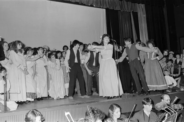 Framed Print : Ruth Jones appears in Porthcawl Comprehensive Schools production of Framed Print : Ruth Jones appears in Porthcawl Comprehensive Schools production of