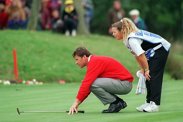 Ryder Cup Europe v USA The Belfry September 1993 Nick Faldo golfer crouching