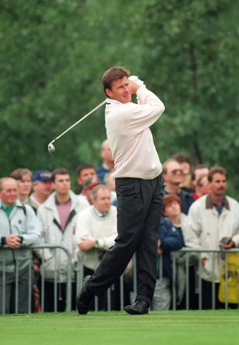 Framed Print : Ryder Cup Europe v USA The Belfry September 1993 Nick Faldo tees off with an Iron Framed Print : Ryder Cup Europe v USA The Belfry September 1993 Nick Faldo tees off with an Iron