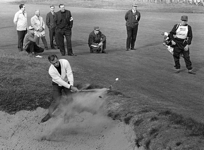 Framed Print : Ryder Cup Great Britain v USA Golf October 1965 Arnold Palmer of the USA team fires