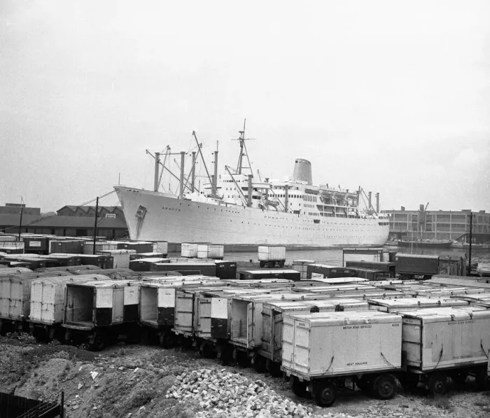 Framed Print : The S. S. Aragon at Victoria docks in London. 12th June 1962 Framed Print : The S. S. Aragon at Victoria docks in London. 12th June 1962