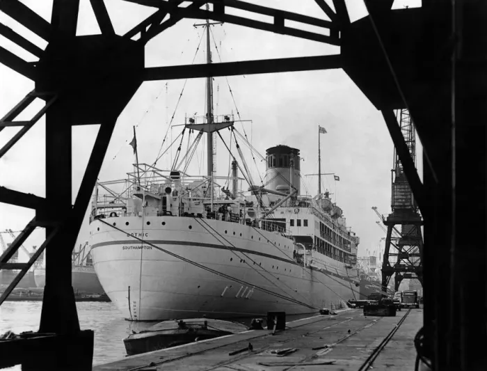 Framed Print : The S. S. Gothic with steam up this afternoon ready for to-nights cast off from the King Framed Print : The S. S. Gothic with steam up this afternoon ready for to-nights cast off from the King