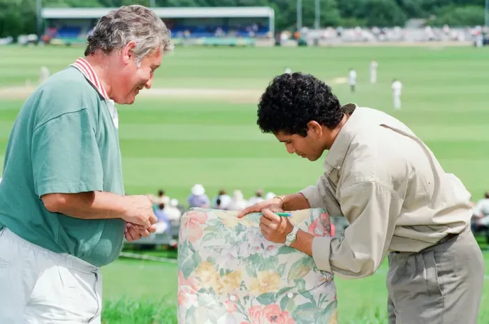 Framed Print : Sachin Tendulkar, first overseas signing for Yorkshire County Cricket Club